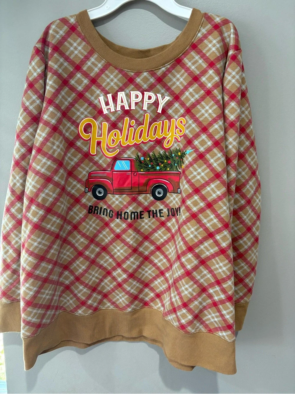 Happy Holidays Red Plaid Holiday Sweatshirt